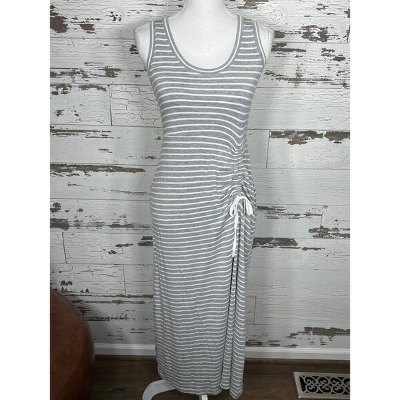 CABI Stripe Easy Dress Ruched Side Gray White Stripe Sleeveless Sz XS #5974 NWOT - Picture 2 of 5
